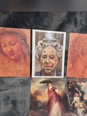 The Royal Collection Post Cards The Head Of The Madona, The Queen & More  5 Pcs